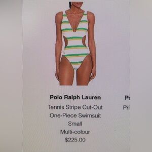 Polo Ralph Lauren Green and Yellow Striped One-Piece Swimsuit